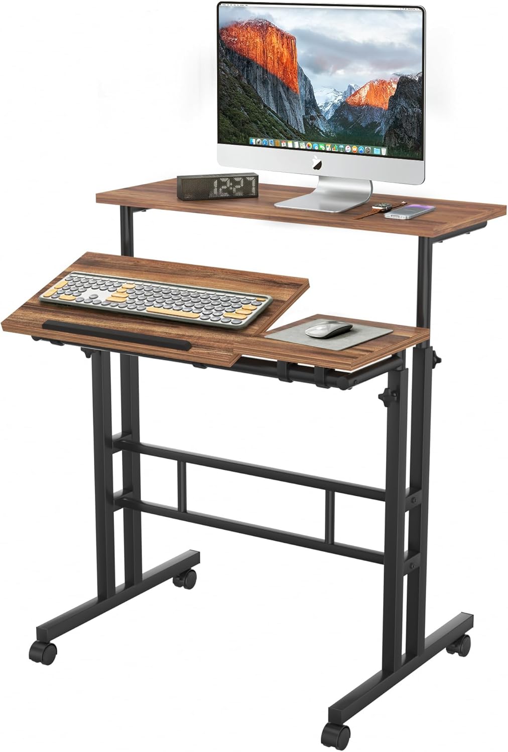 VECELO Mobile Small Standing Desk Adjustable Height