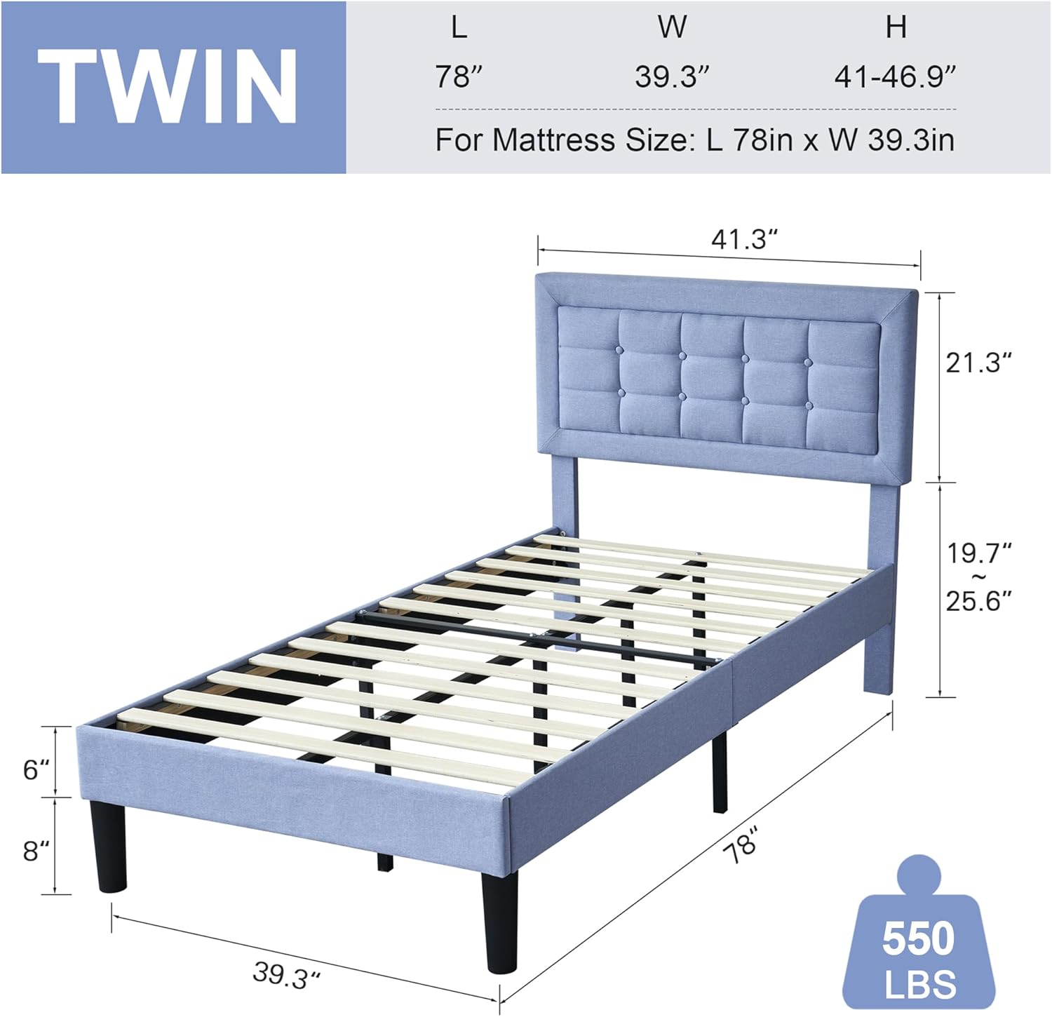 VECELO Upholstered Platform Bed Frame with Height Adjustable Headboard - VECELO