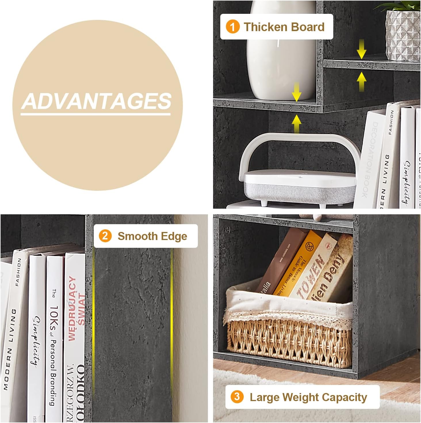 VECELO 42 Inch High Bookcase, 4-Tier Modern Storage Cabinet 7 Cubes - VECELO