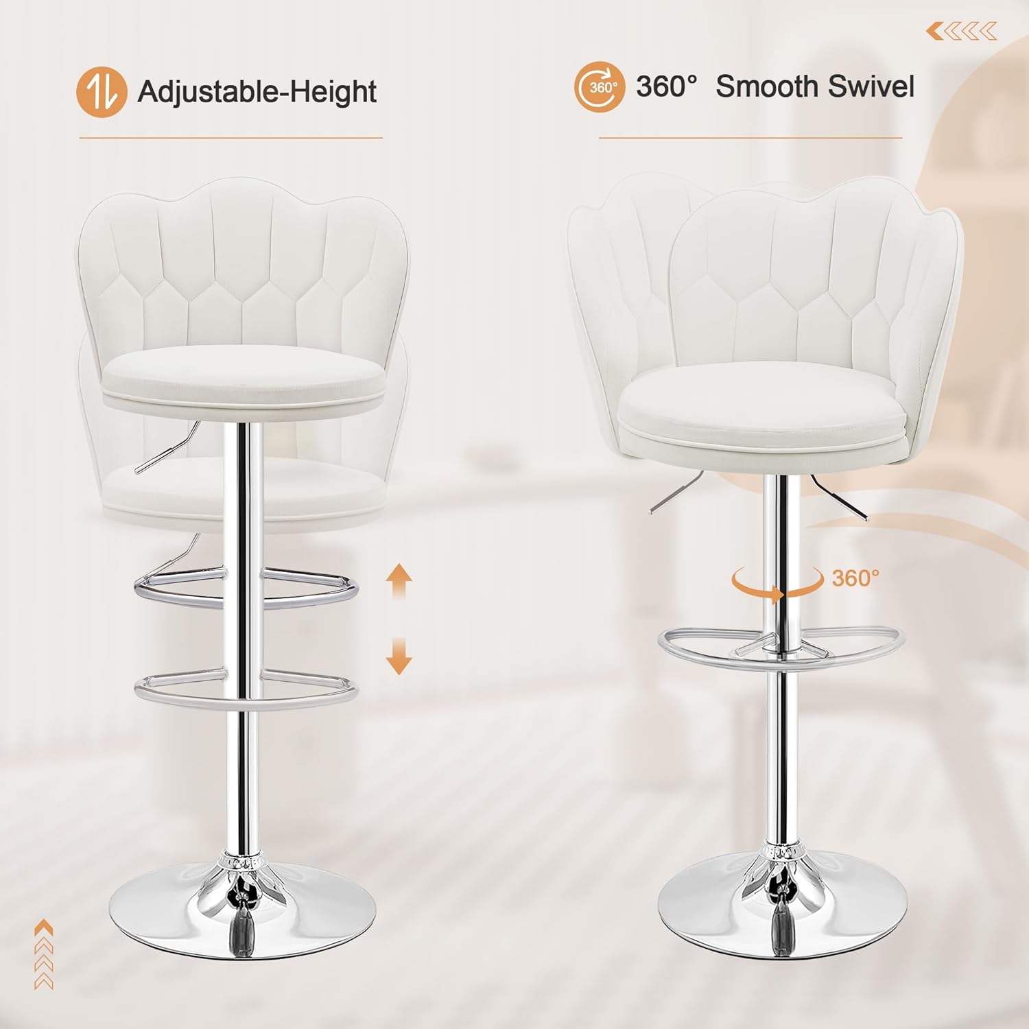 VECELO Bar Stools Set of 2/Set of 4, Adjustable Barstools with Back - VECELO