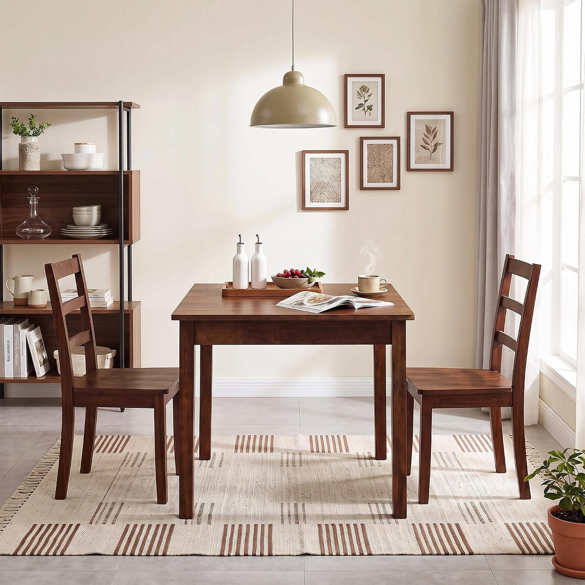 VECELO Square Dining Table for 2-4 People  29” x 29” Compact Kitchen Table with Solid Wood Legs