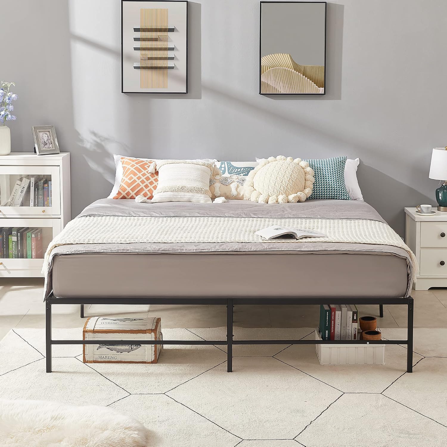 VECELO 16" Metal Platform Tall Bed Frame