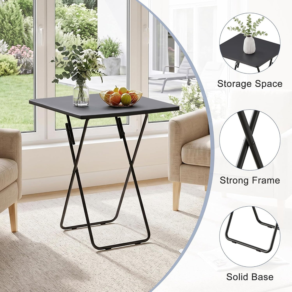 VECELO Folding Table  Portable TV Snack Trays  No Assembly Required