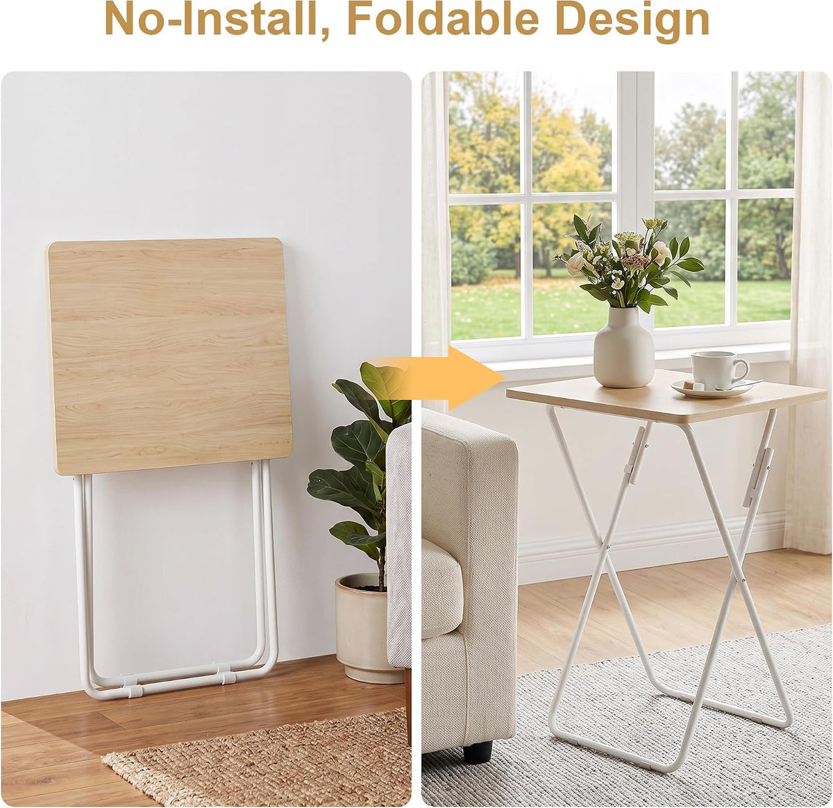 VECELO Folding Table  Portable TV Snack Trays  No Assembly Required