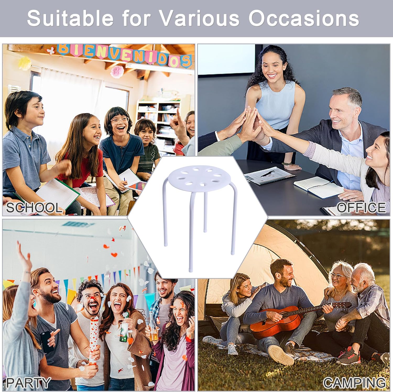 VECELO 6-Piece Stacking Stools, 17.7 Inch Standard Height - VECELO