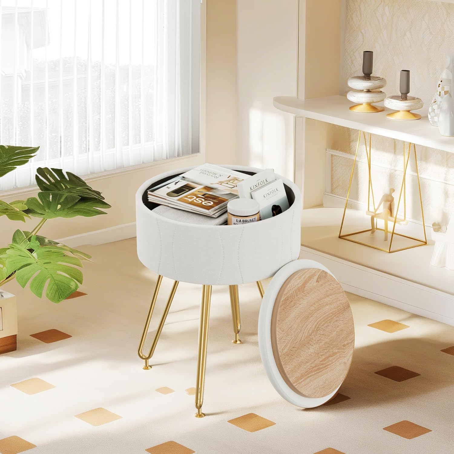 VECELO Vanity Stool with Storage