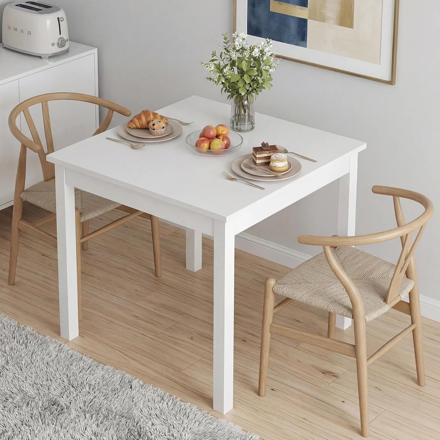 VECELO Square Dining Table for 2-4 People