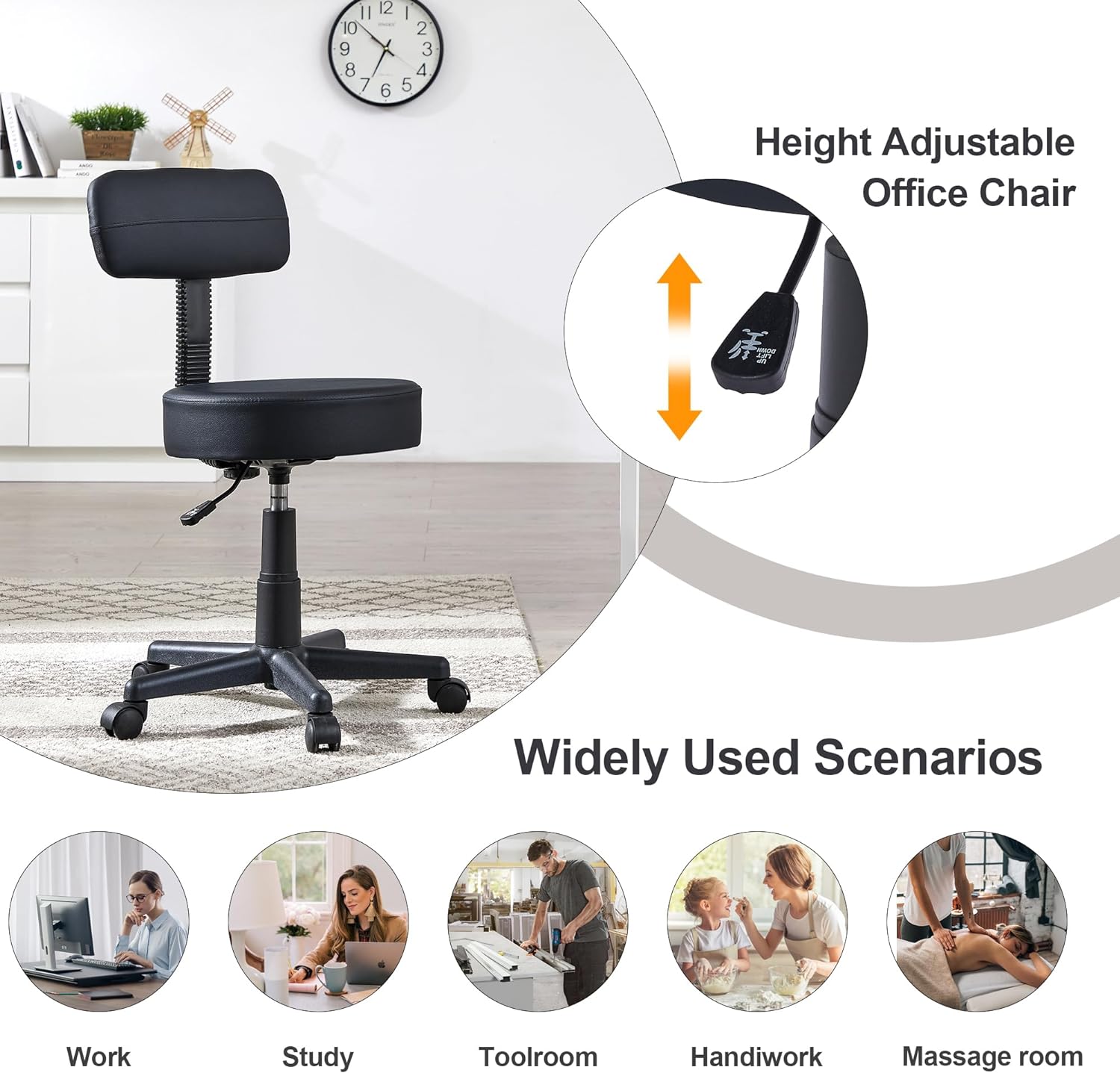 VECELO Home Office Desk Chair with Backrest