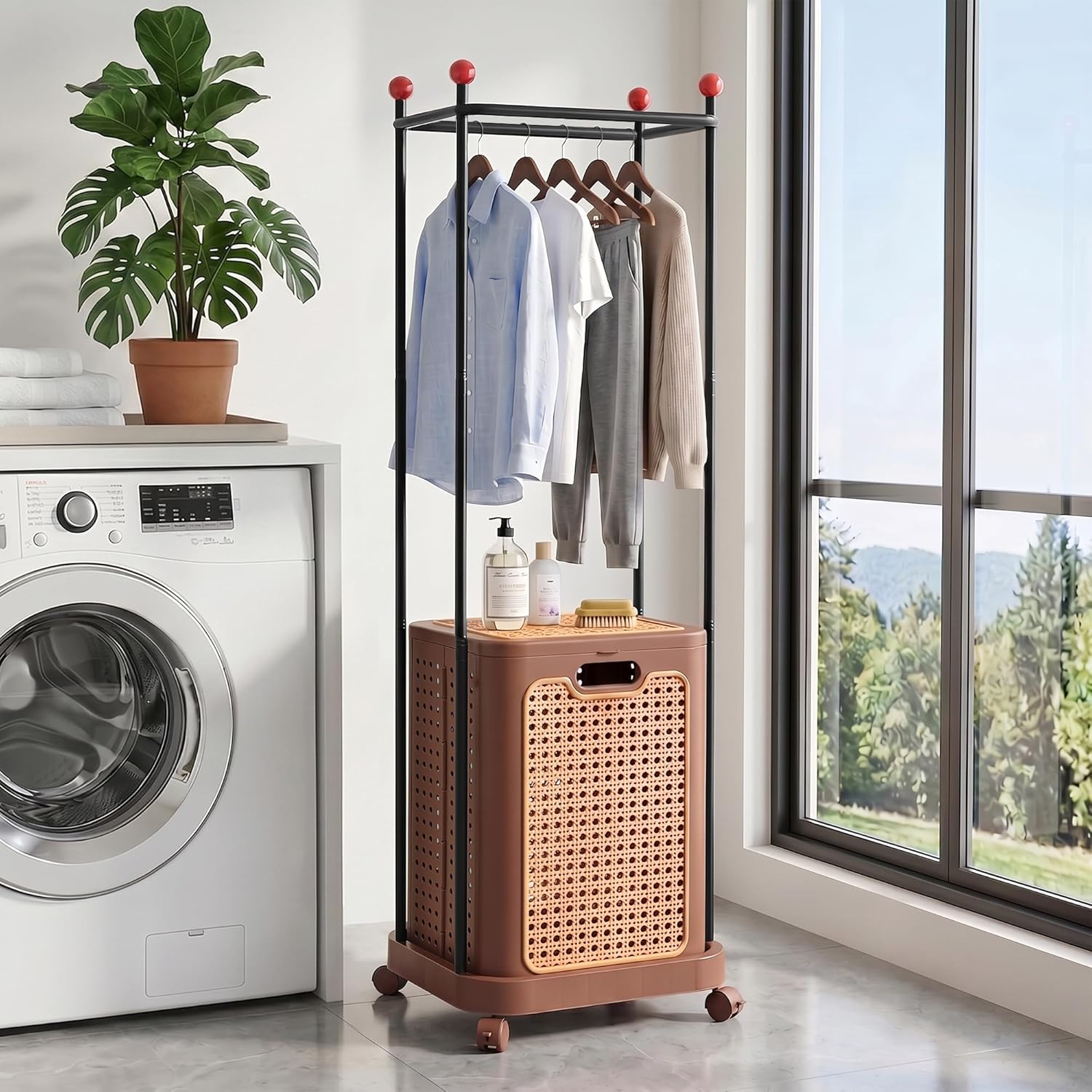 VECELO Laundry Hamper with Clothes Rack