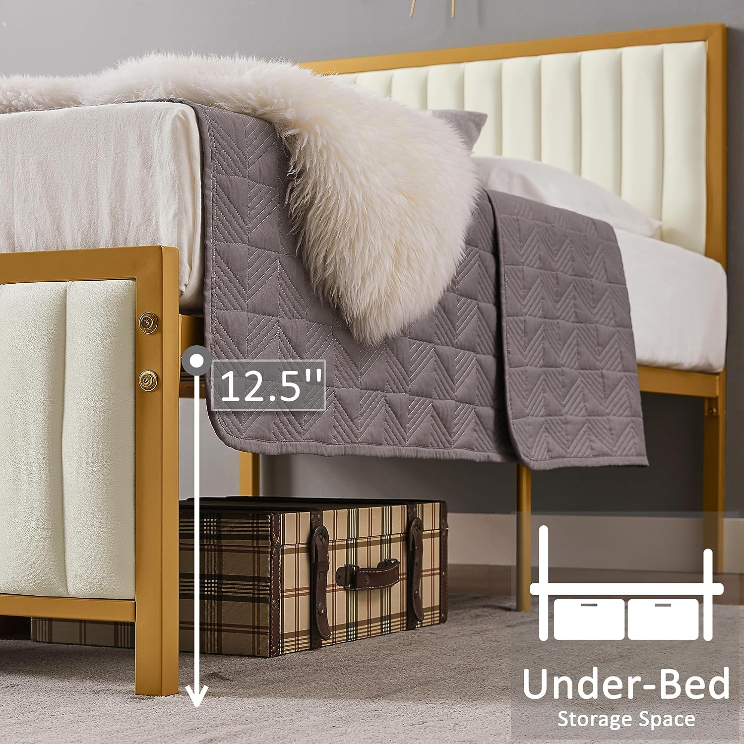 VECELO Bed Frame with Upholstered Tufted Headboard & Footboard - VECELO