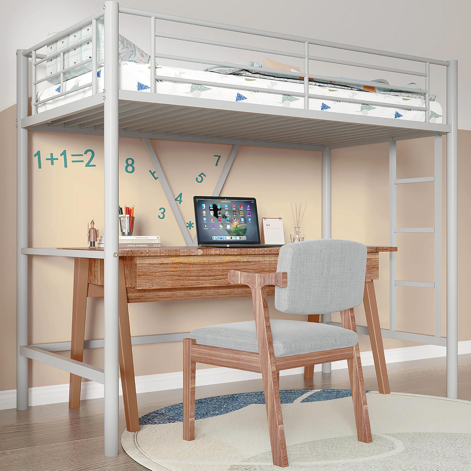 VECELO Metal Loft Bed Twin Size