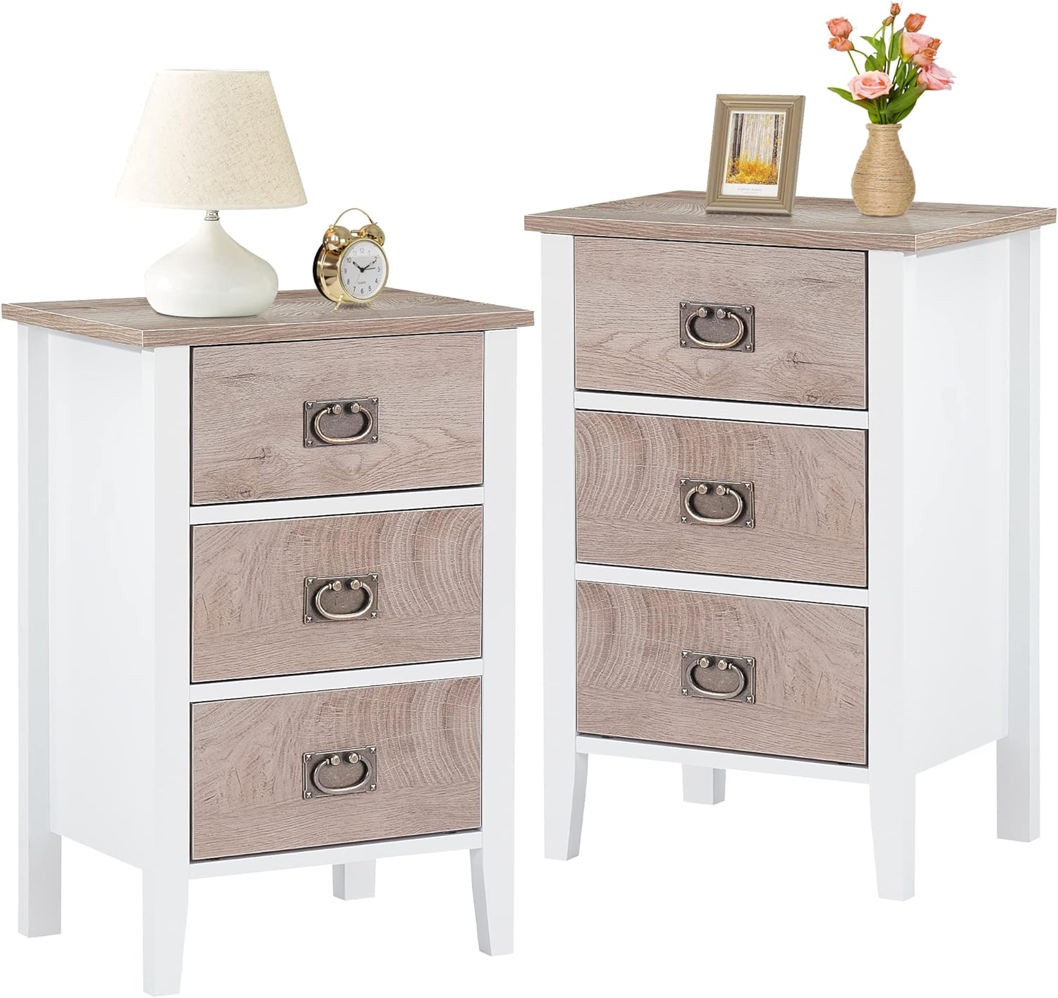VECELO Modern Nightstands Set of 2, Side End Table with Drawers - VECELO