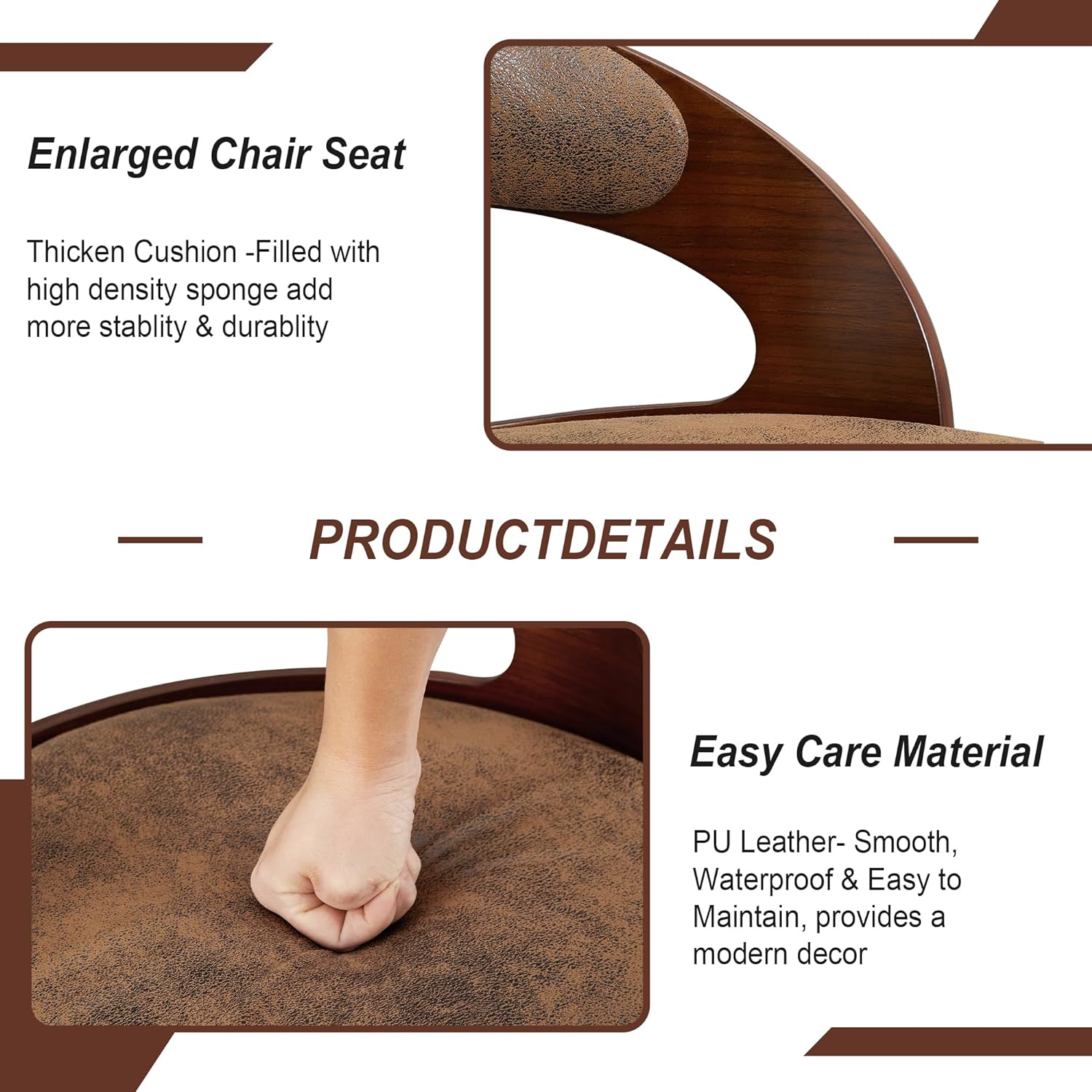 VECELO Bar Stool Set of 2, Counter Height Stools with Bentwood Back - VECELO