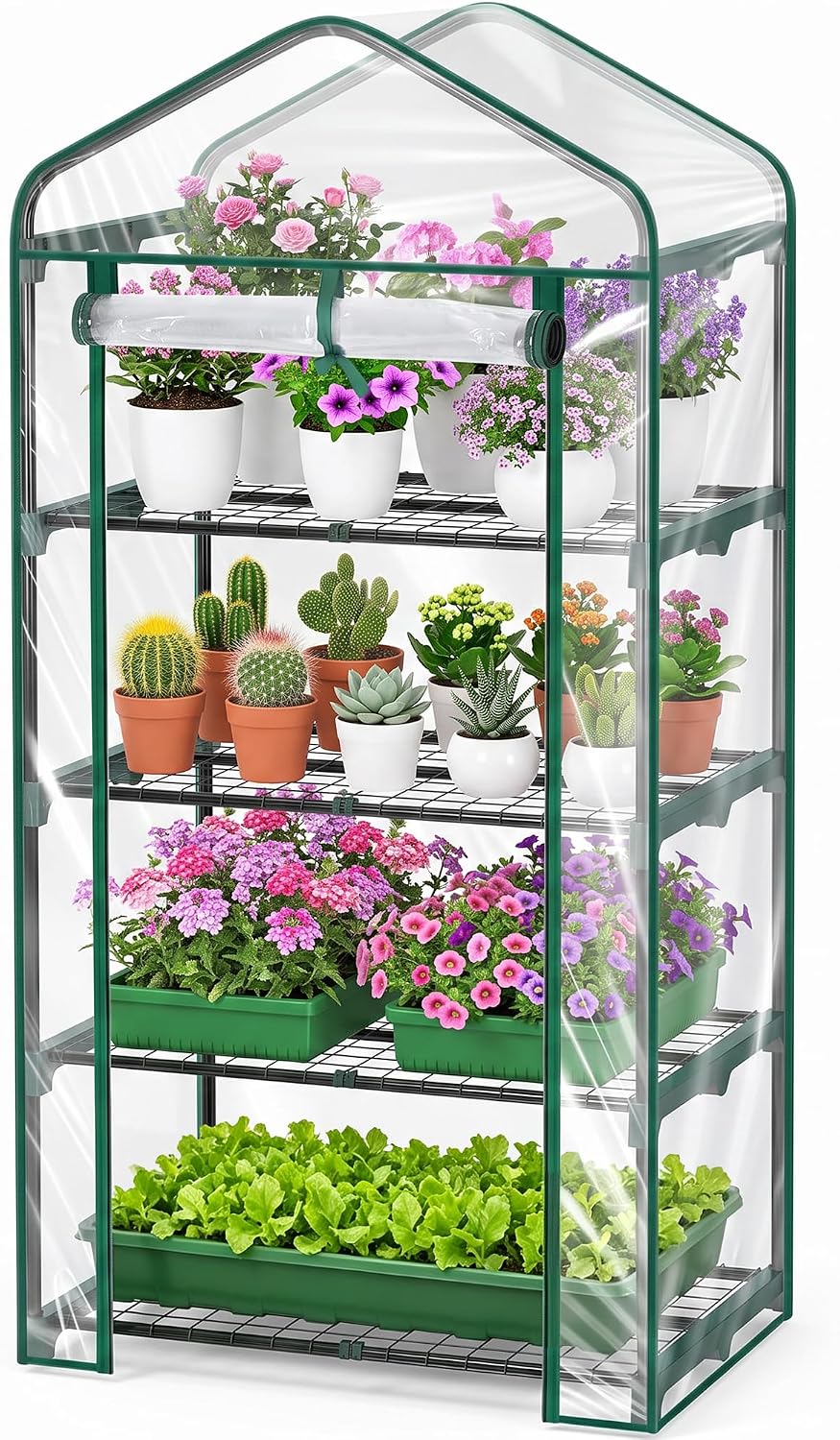 VECELO 4-Tier Greenhouse Portable Plant Green House