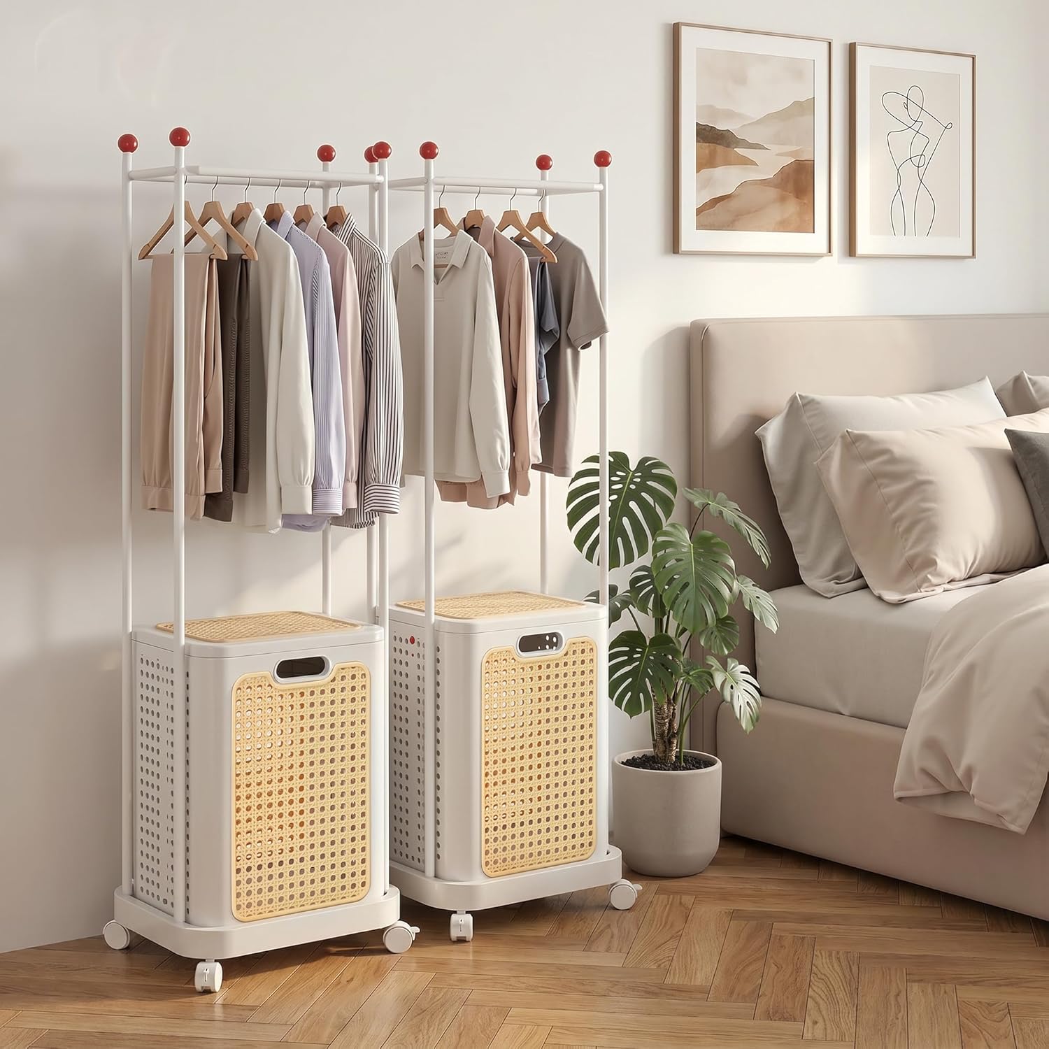 VECELO Laundry Hamper with Clothes Rack
