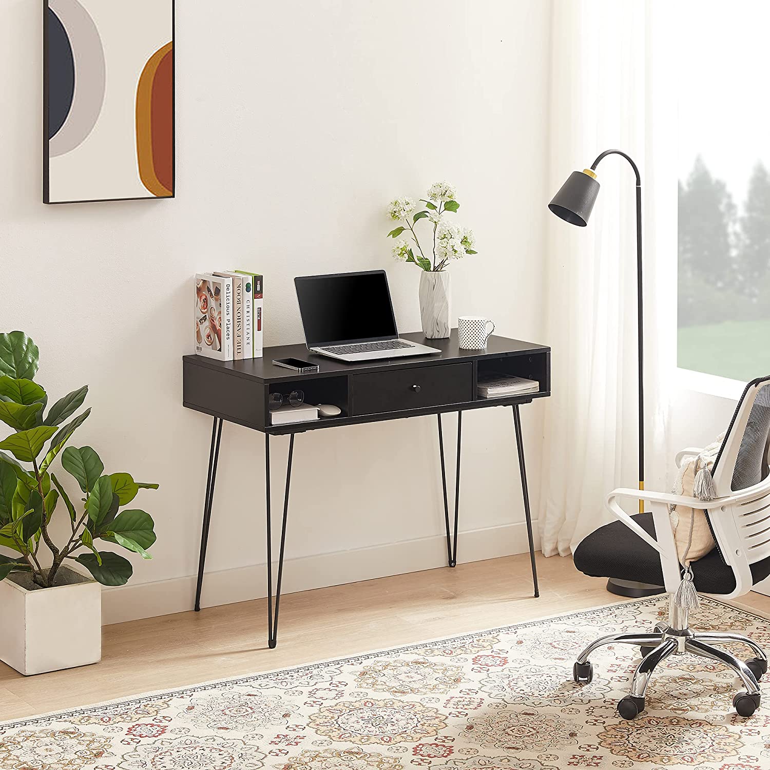 VECELO 39.3" Home Office Work Table with Drawers Computer Desk - VECELO