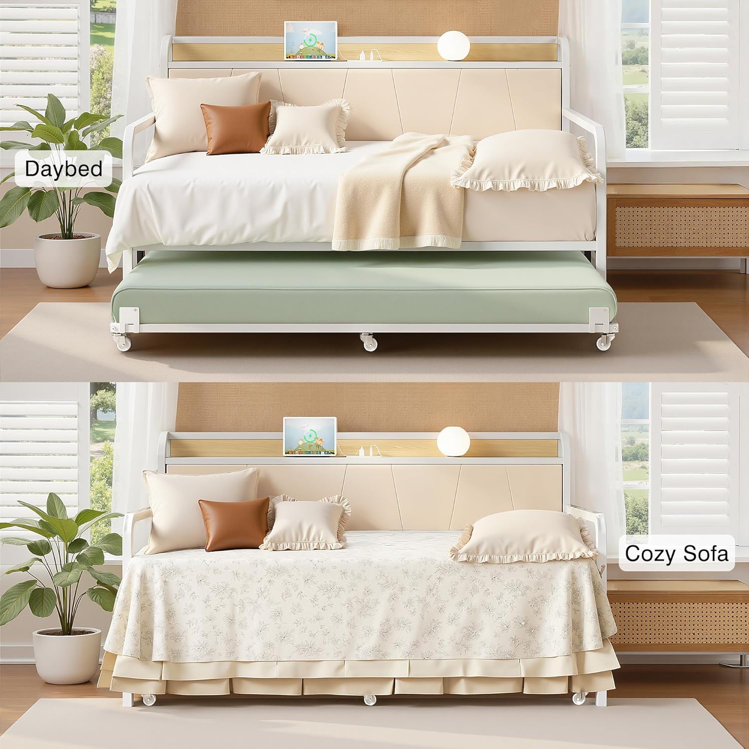 VECELO Twin Daybed with Trundle