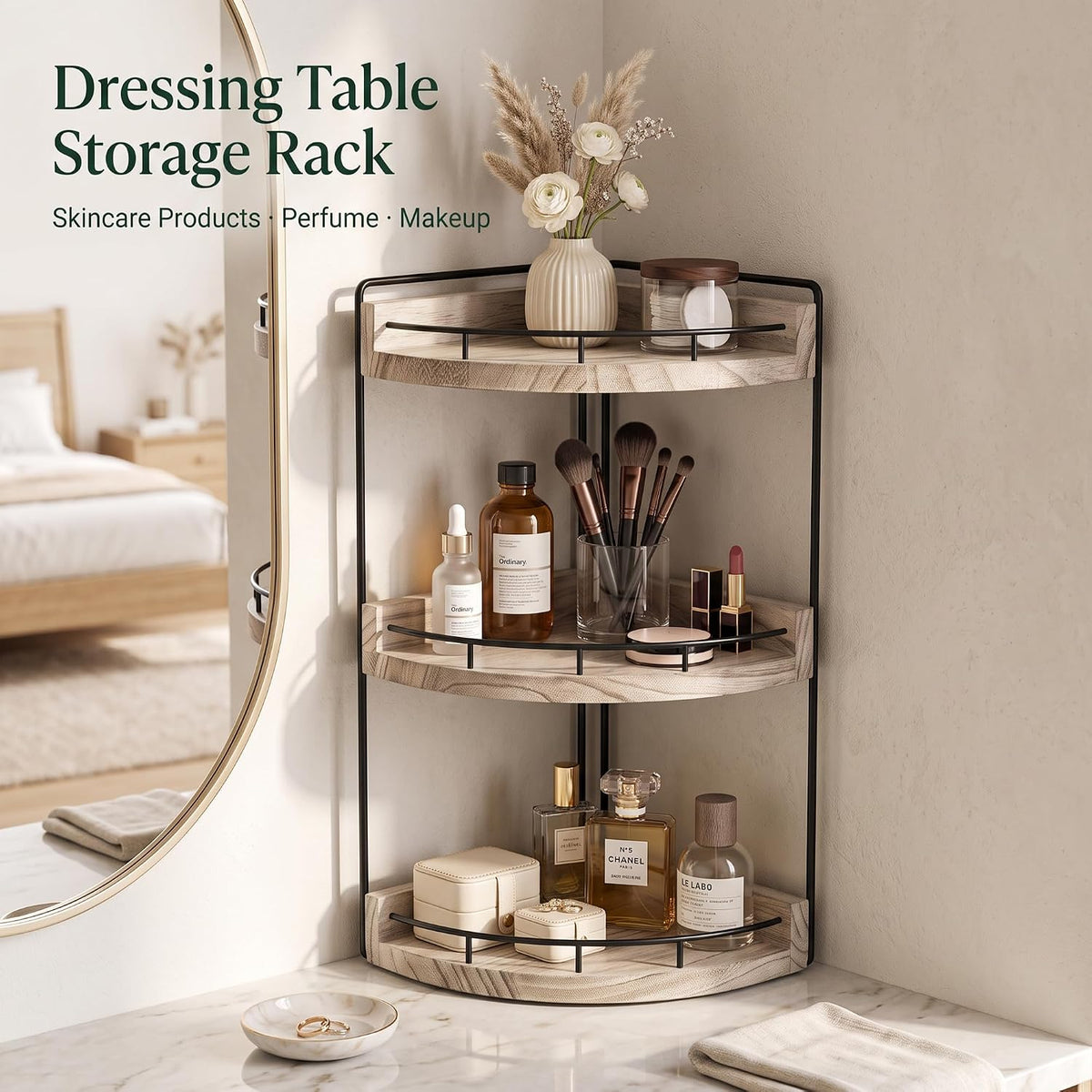 VECELO 2/3-Tier Free Standing Corner Shelf