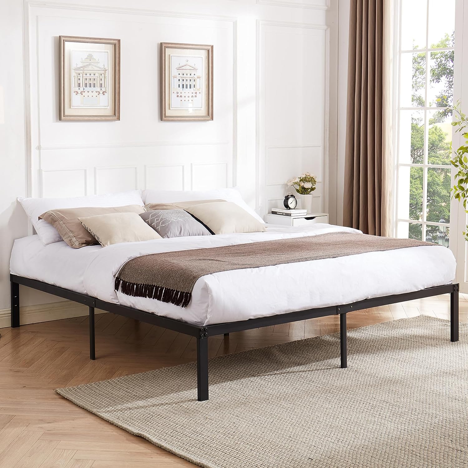 VECELO Metal Platform Bed Frame Heavy Duty Steel Slat, No Box Spring Needed