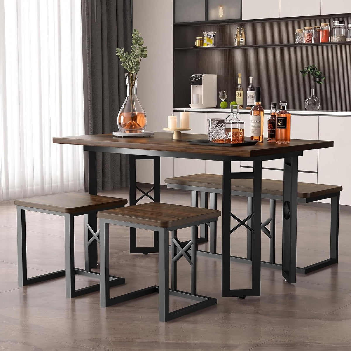 VECELO 43.3" Dining Table Set for 4