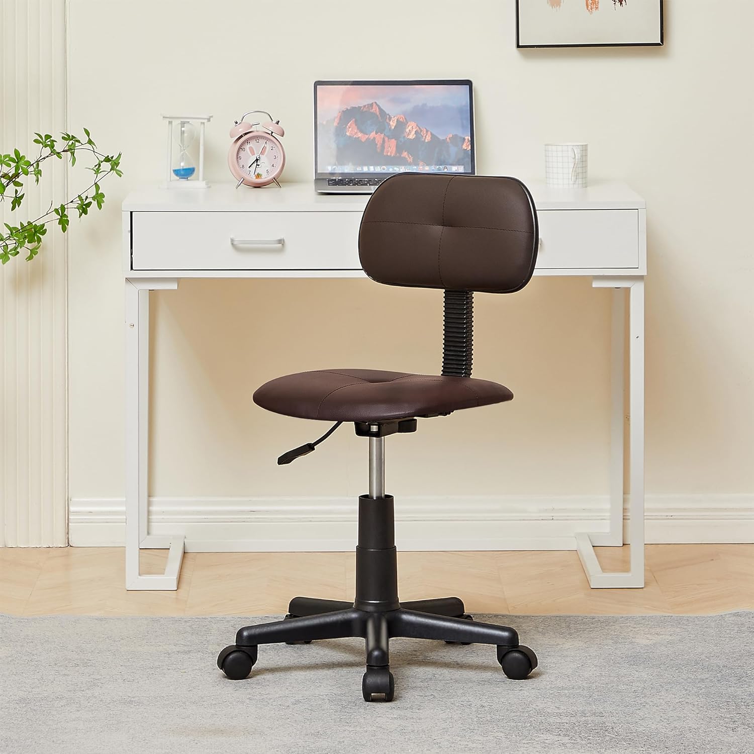 VECELO Armless Home Office Chair Low-Back Height Adjustable Stools - VECELO