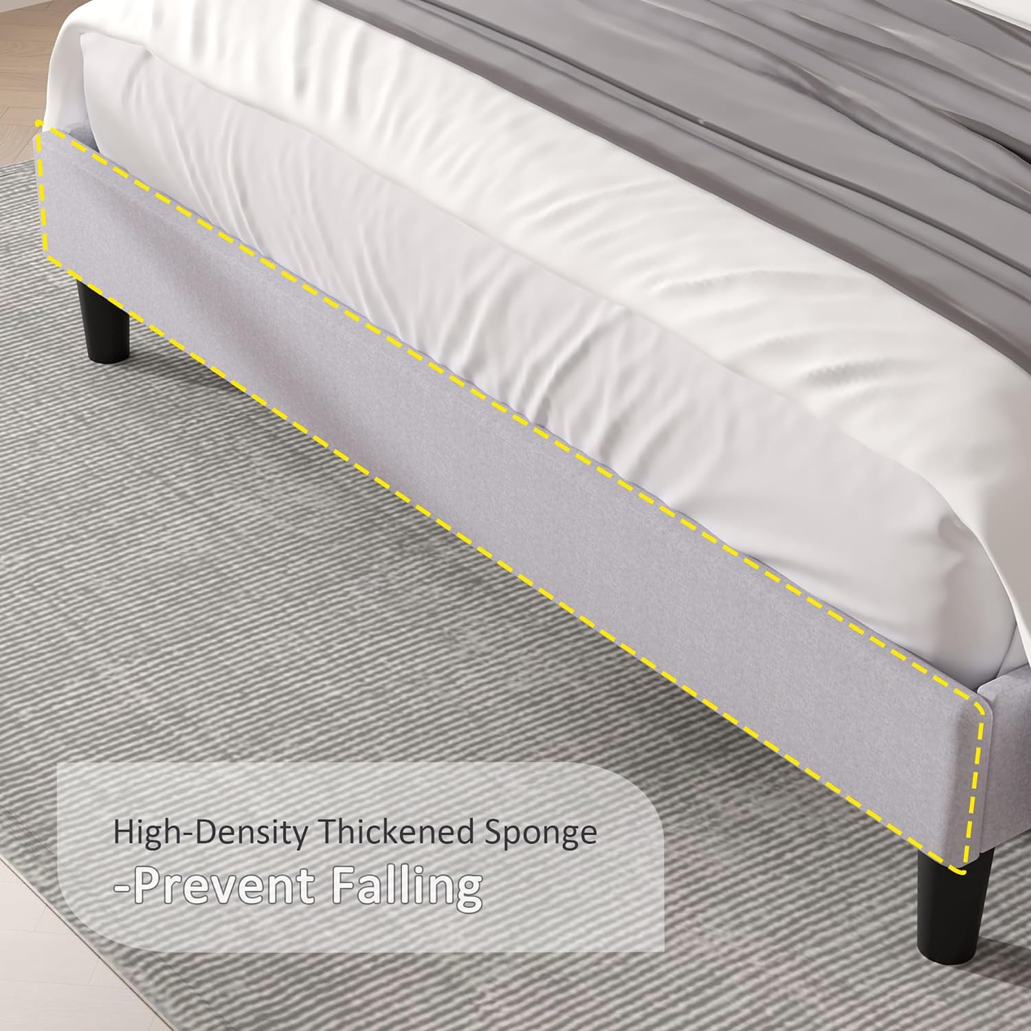 VECELO Bed Frame with Upholstered Wingback Headboard