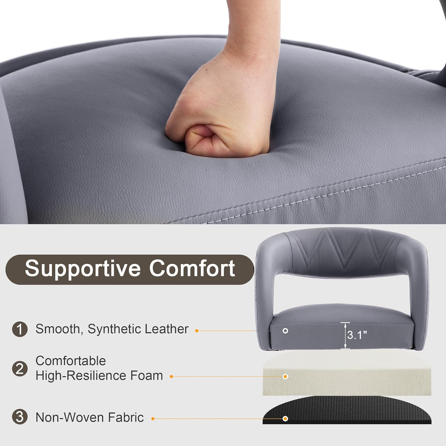 VECELO Bar Stools Set of 2 Adjustable Swivel Modern Pu Leather Barstools - VECELO