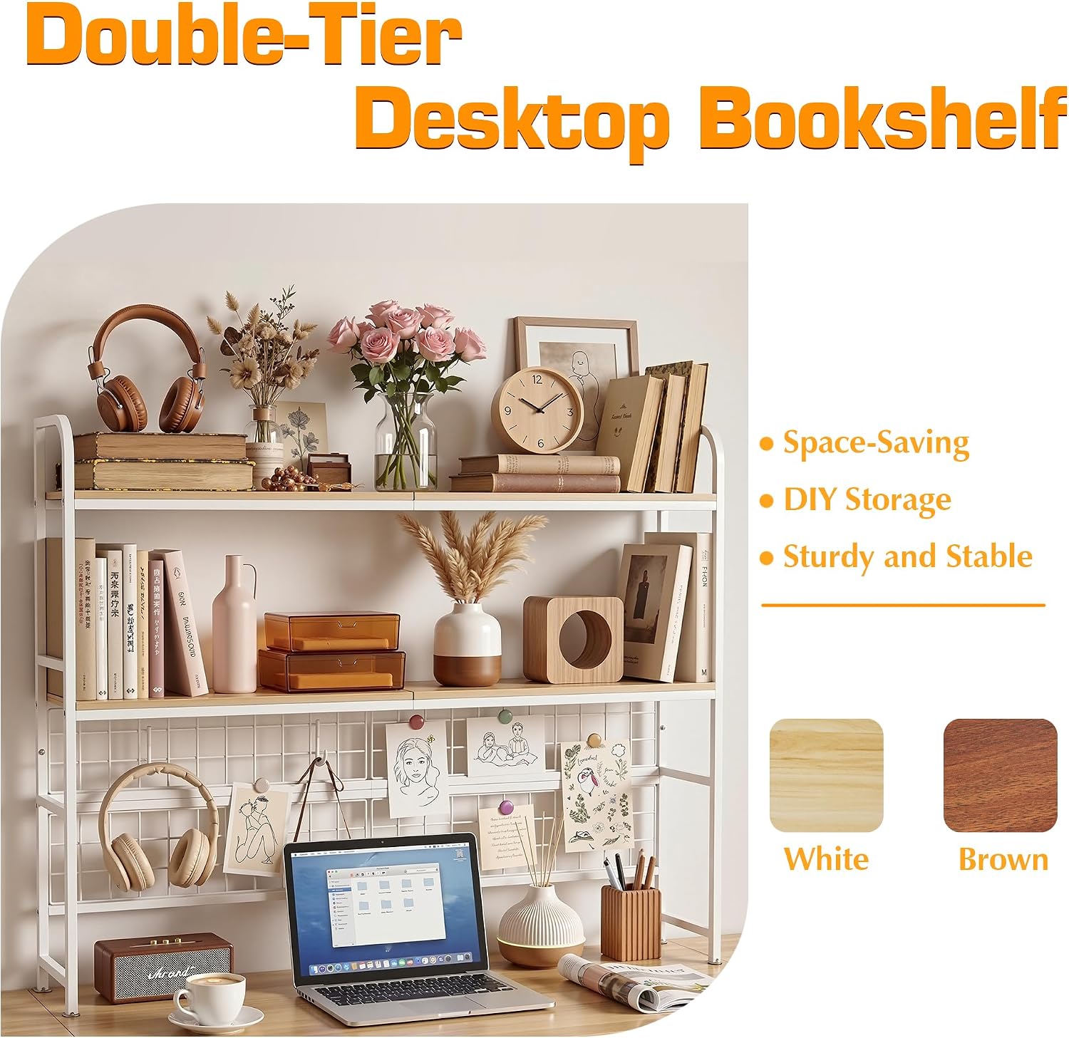 VECELO 2-Tier Desktop Bookshelf