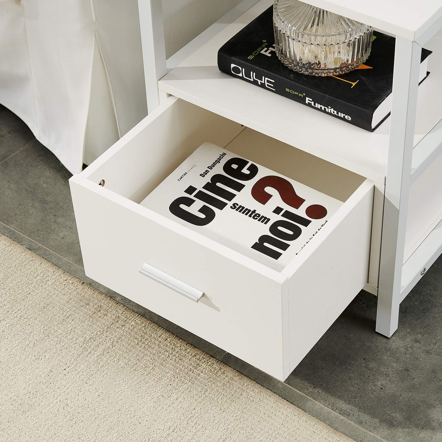 VECELO Nightstand Modern Square End Side Table, 1 Pack/2 Packs - VECELO