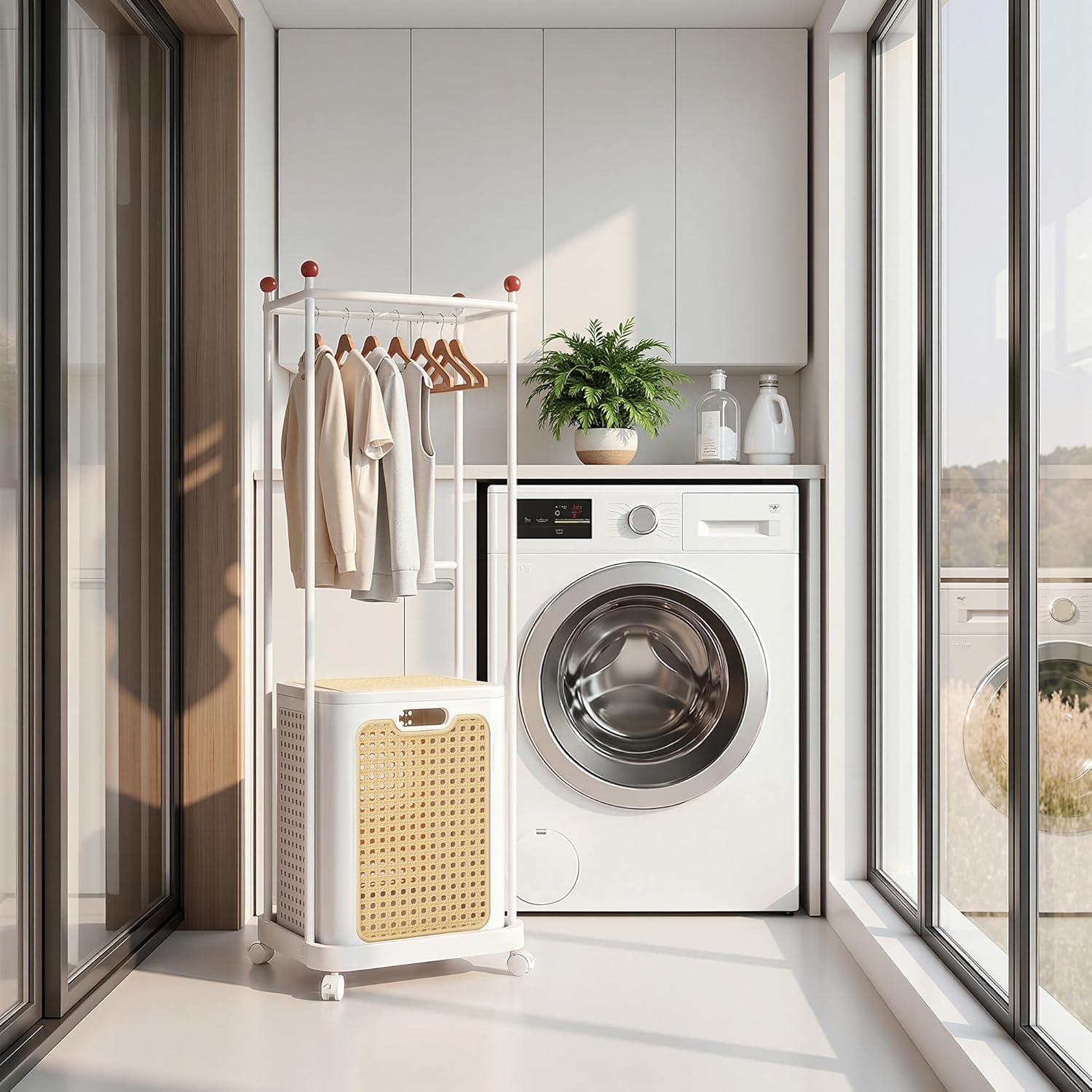 VECELO Laundry Hamper with Clothes Rack