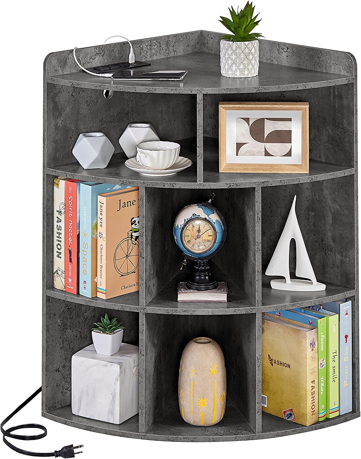 VECELO 3-Tier Corner Cabinet with 8 Cubbies, Wooden Cube Storage Organizer - VECELO