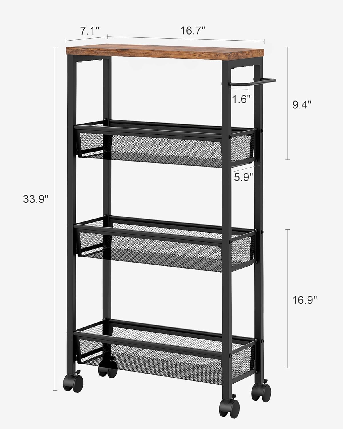 VECELO 4 Tier Slim Rolling Cart Organizer