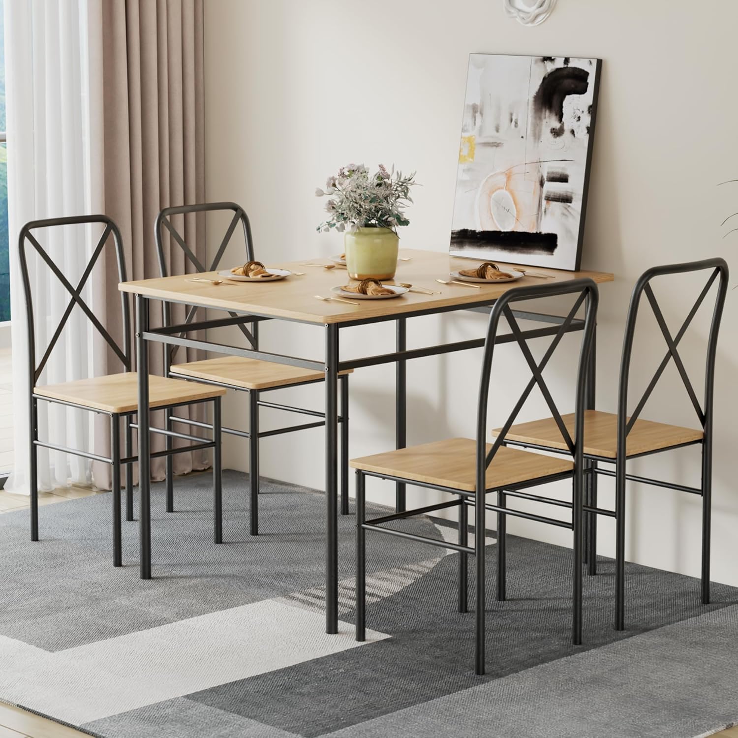 VECELO 5-Piece Kitchen Dining Table Set