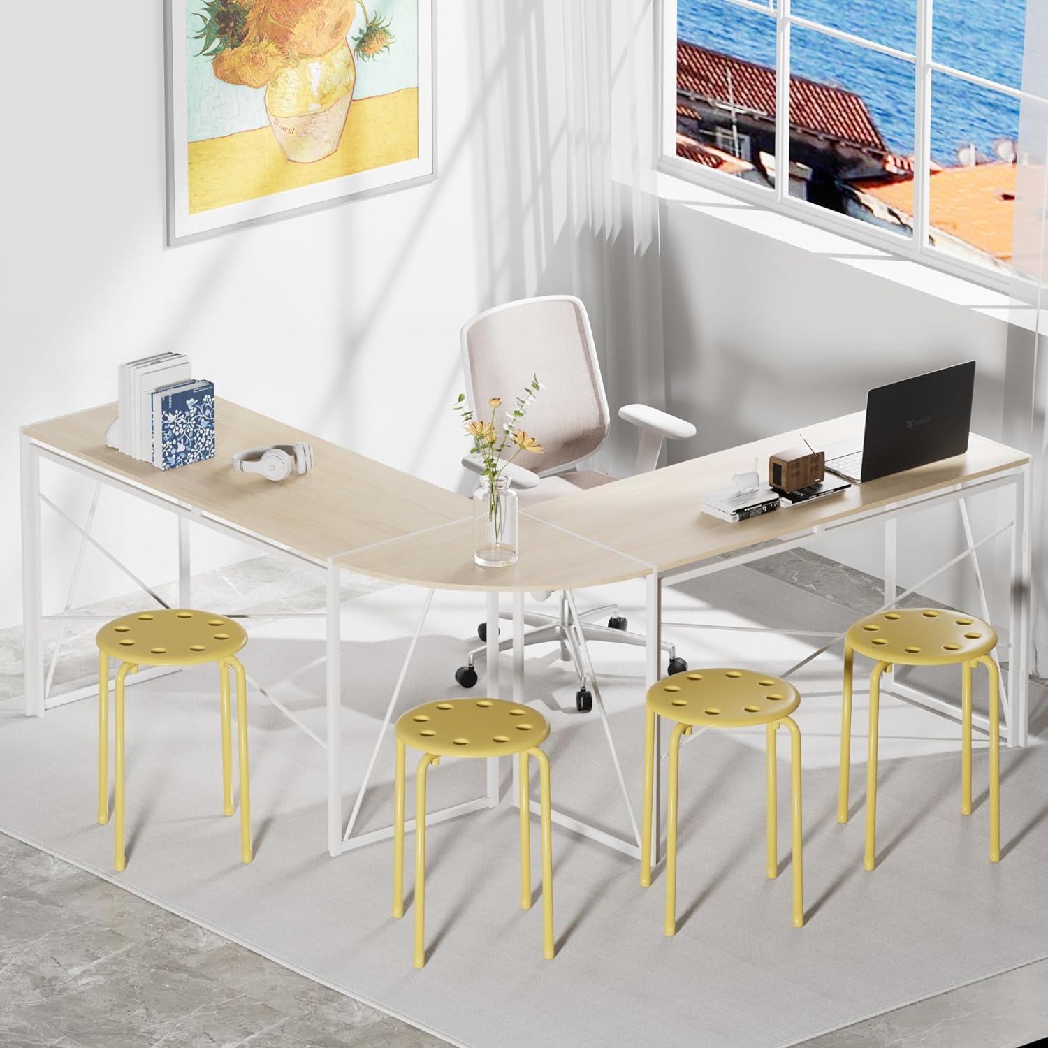 VECELO 6-Piece Stacking Stools, 17.7 Inch Standard Height - VECELO