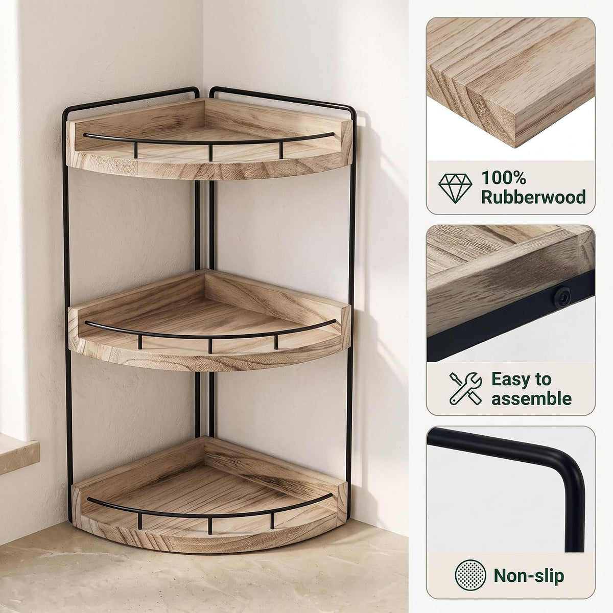 VECELO 2/3-Tier Free Standing Corner Shelf