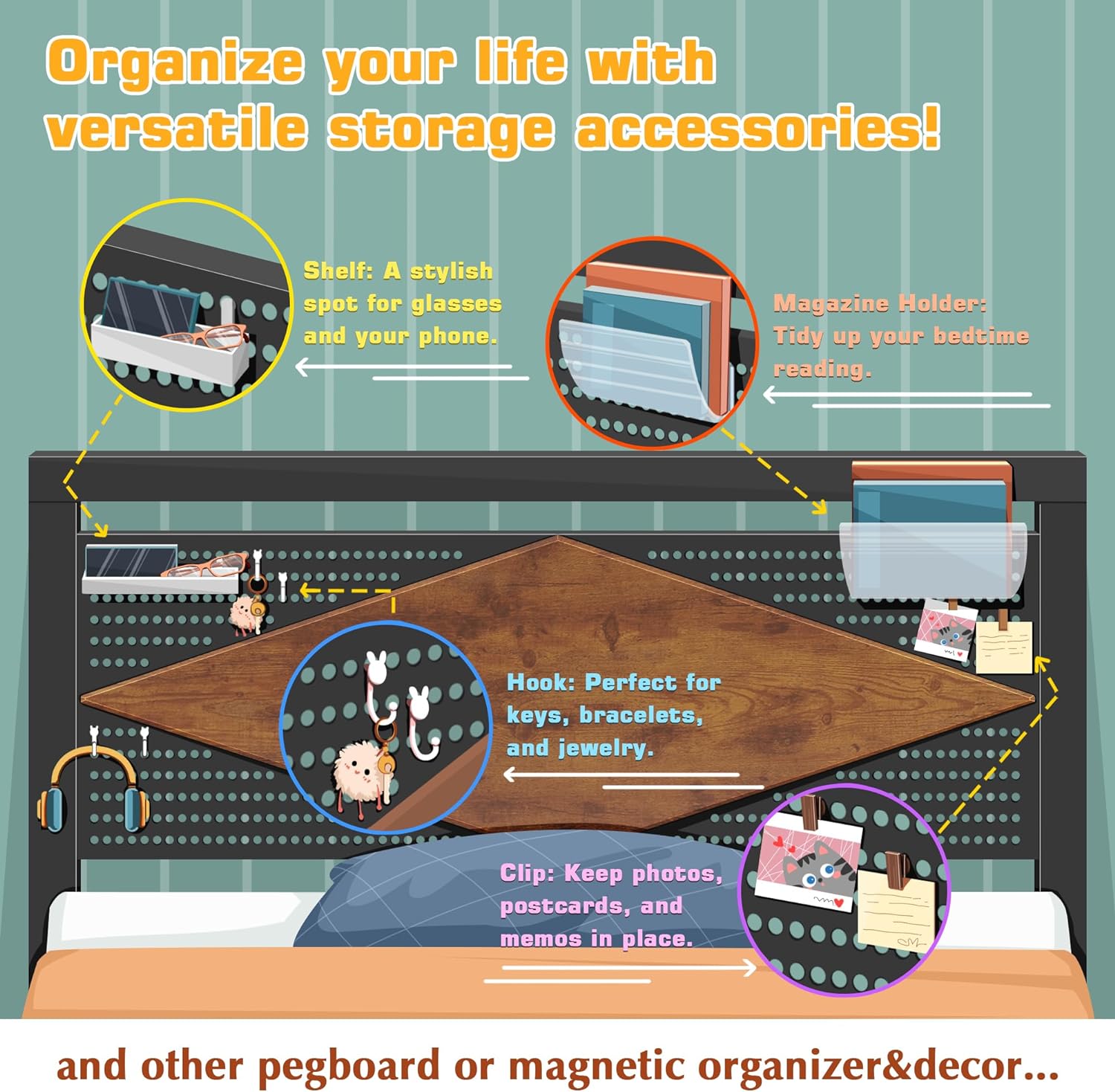 VECELO Metal Bed Frame Platform with Wood Grain Headboard&Footboard