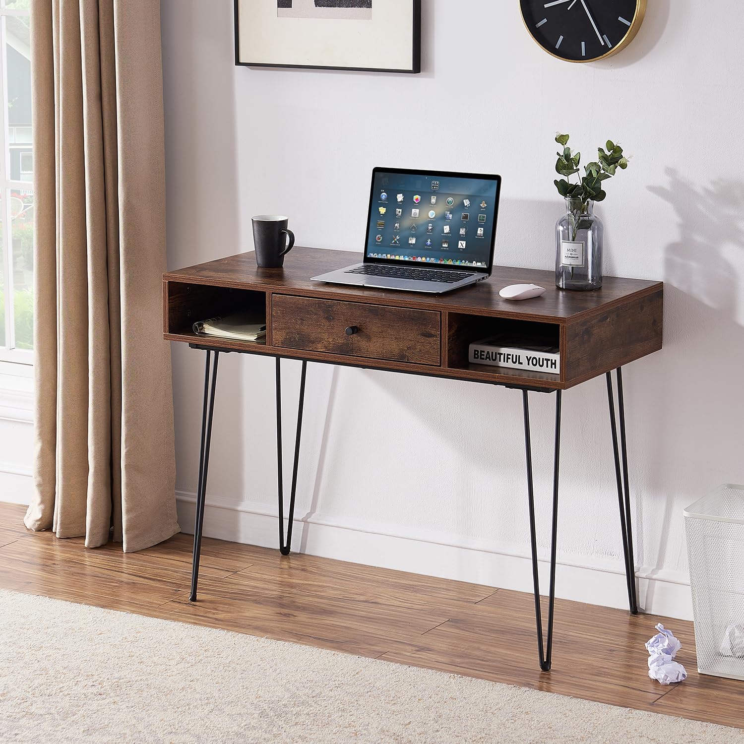 VECELO 39.3" Home Office Work Table with Drawers Computer Desk - VECELO
