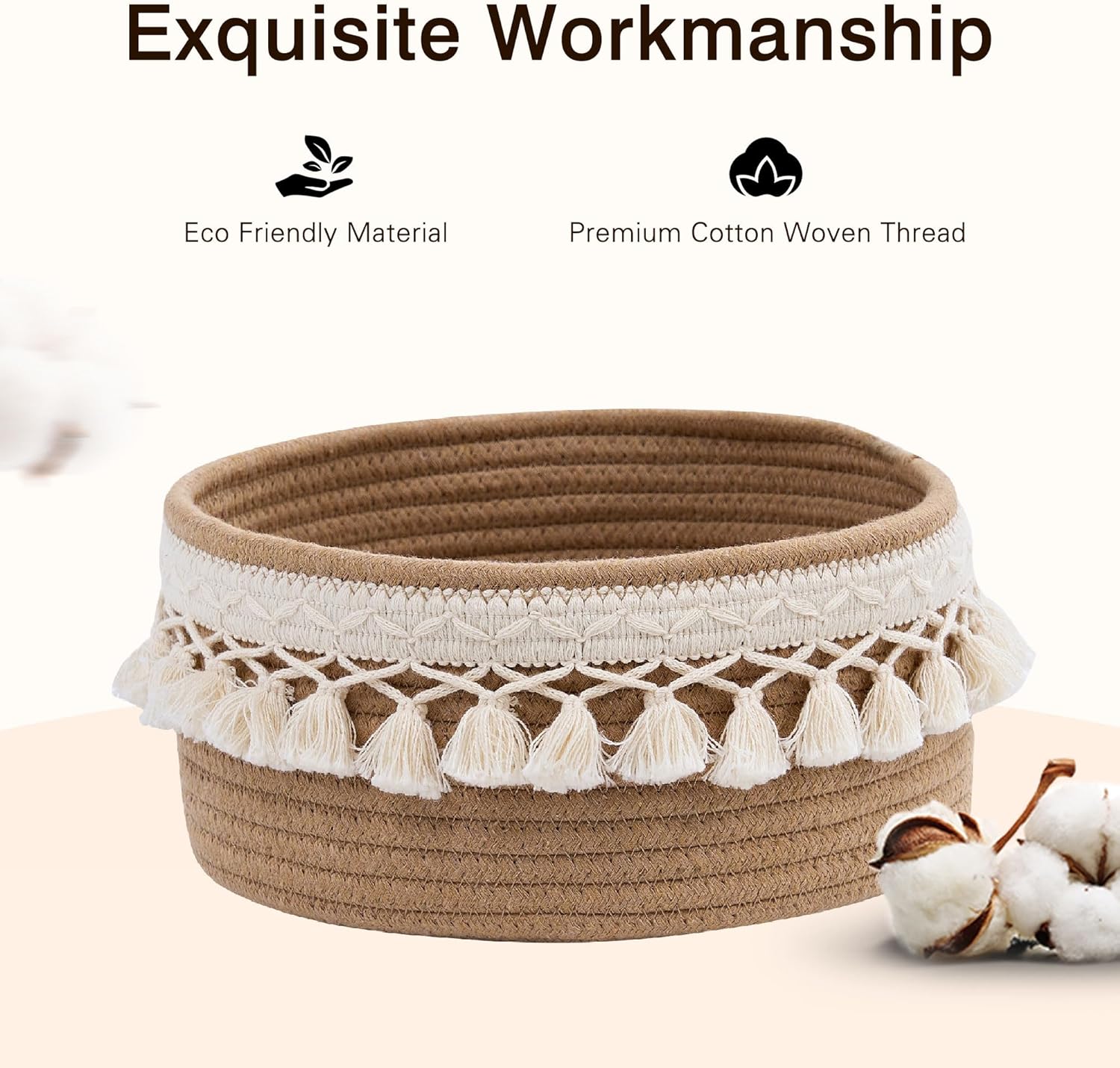 VECELO 3-Pack Round Storage Baskets for Organizing