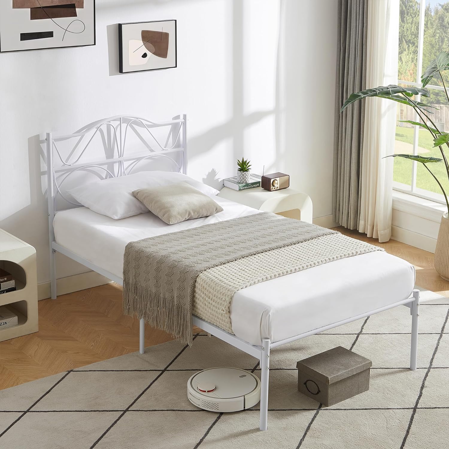 VECELO Bed Frame, Metal Bed Platform with Headboard - VECELO