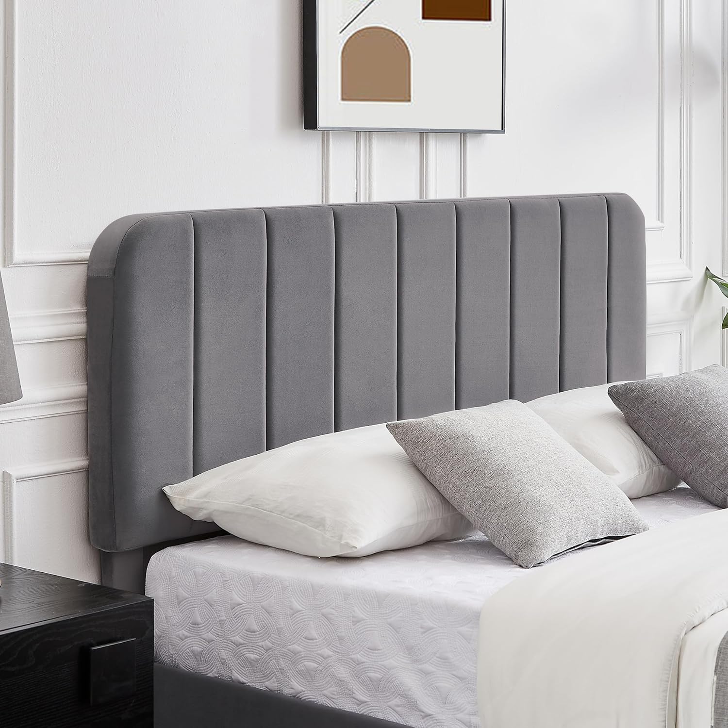 VECELO Upholstered Bed Frame with 4 Drawers and Adjustable Headboard