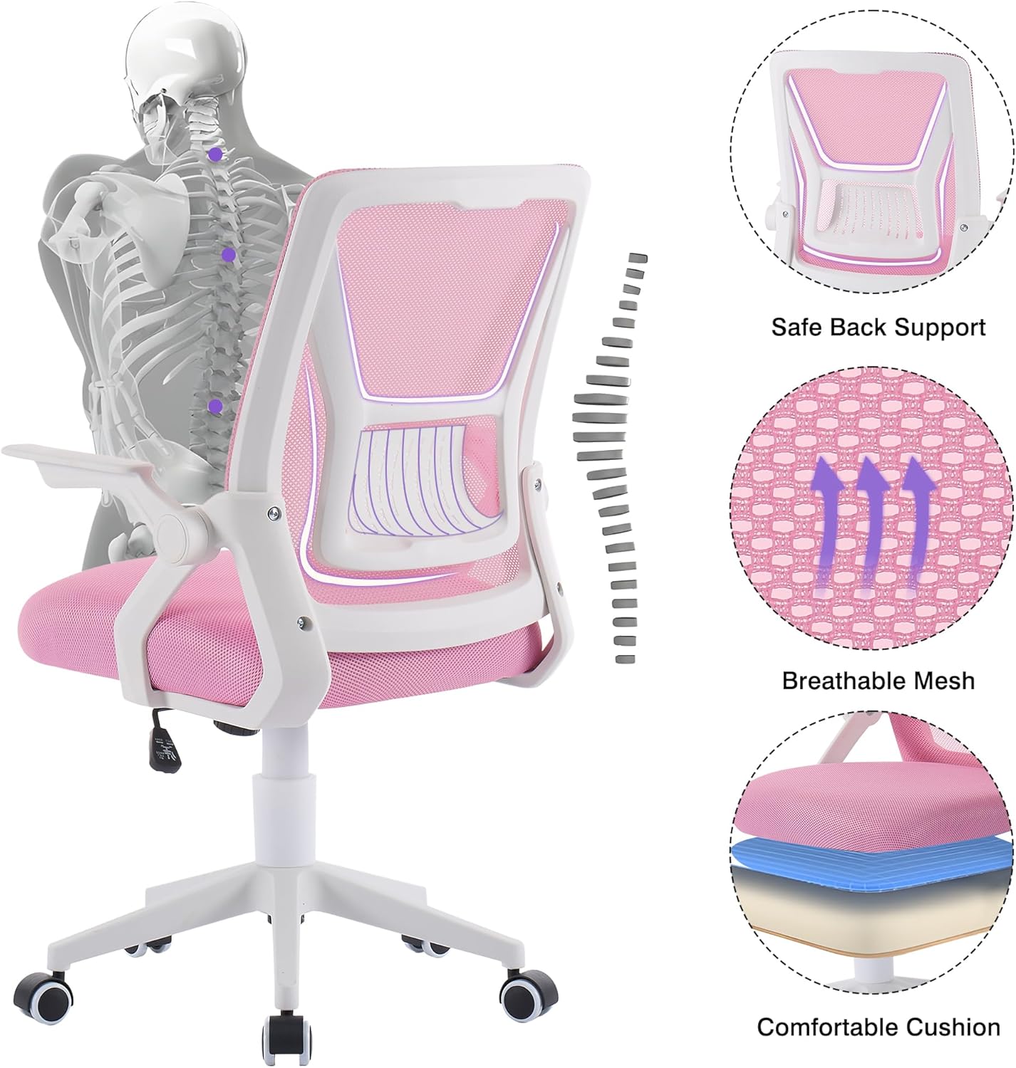 VECELO Mid-Back Swivel Ergonomic Office Chair