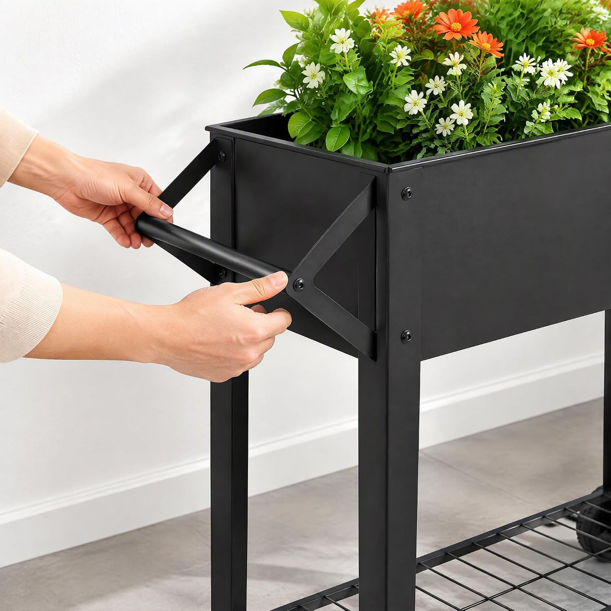 VECELO Elevated Raised Garden Bed with Wheels