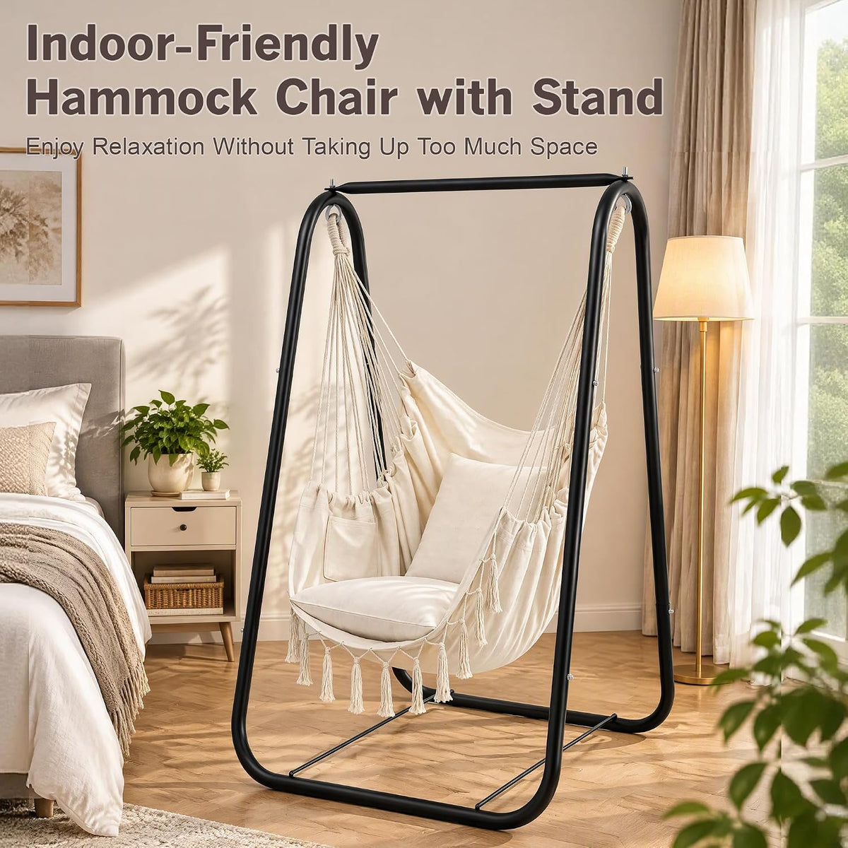 VECELO Hammock Chair with Stand Sturdy & Rustproof Frame with Anti-Tip Base