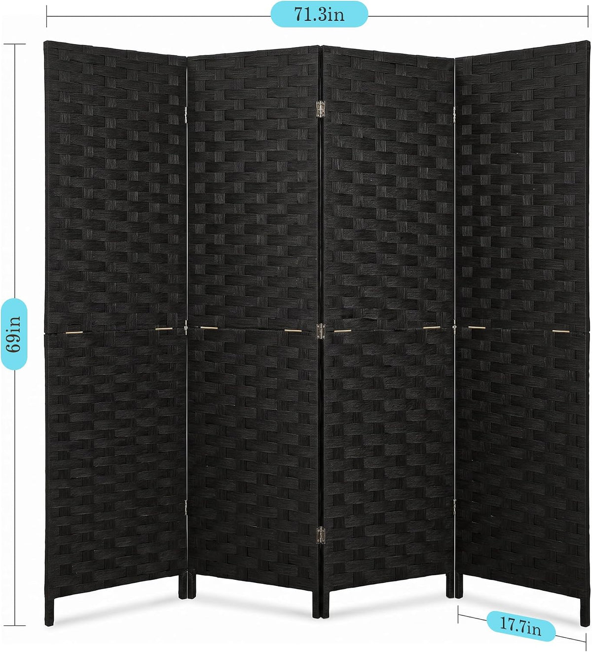 VECELO Room Divider, 4 Panel Folding Privacy Screens, Black