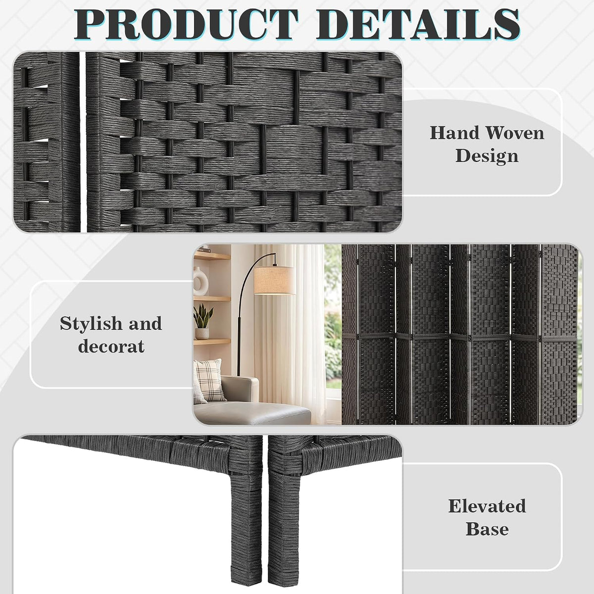 VECELO Room Divider Panel,8 Panel Partition Room Dividers
