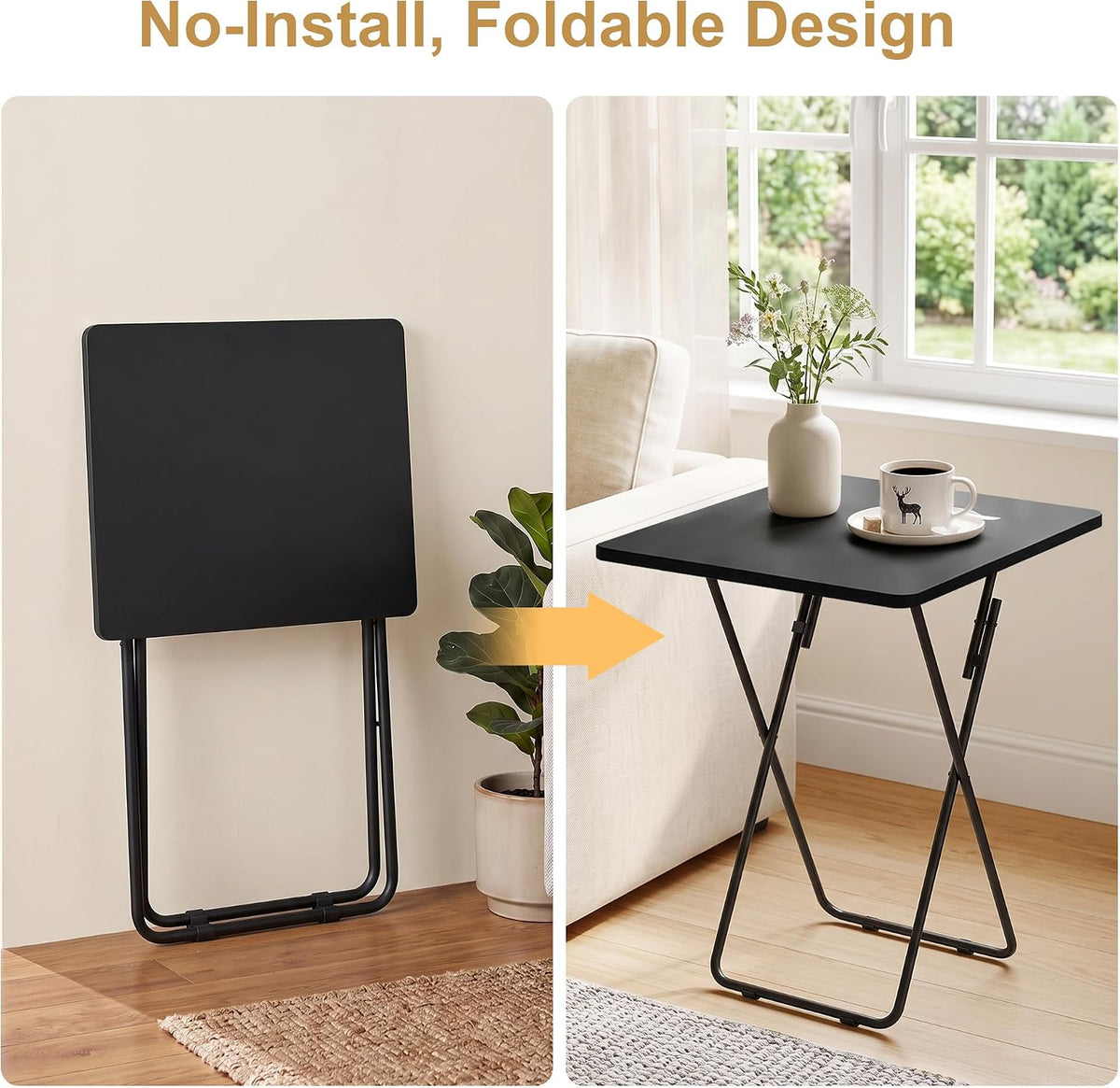 VECELO Folding Table  Portable TV Snack Trays  No Assembly Required