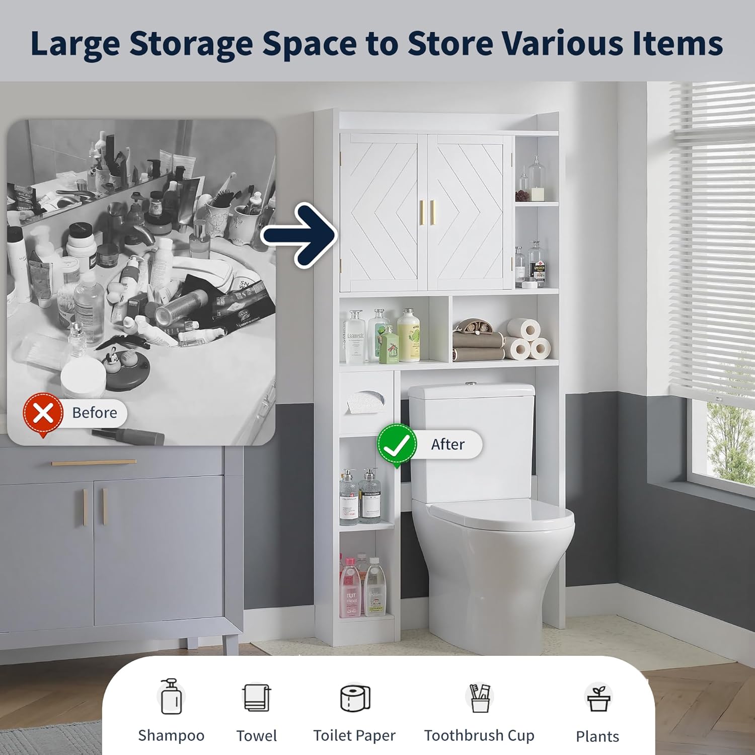 VECELO Over The Toilet Storage Cabinet