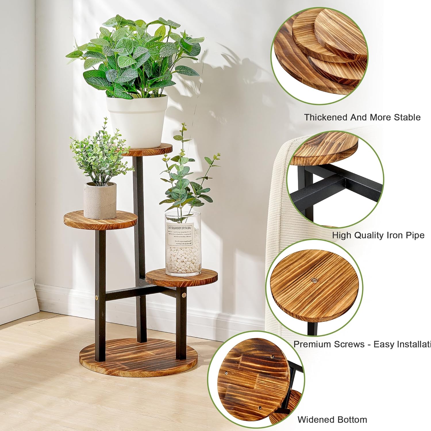VECELO 3 Tier Plant Stand Indoor Outdoor