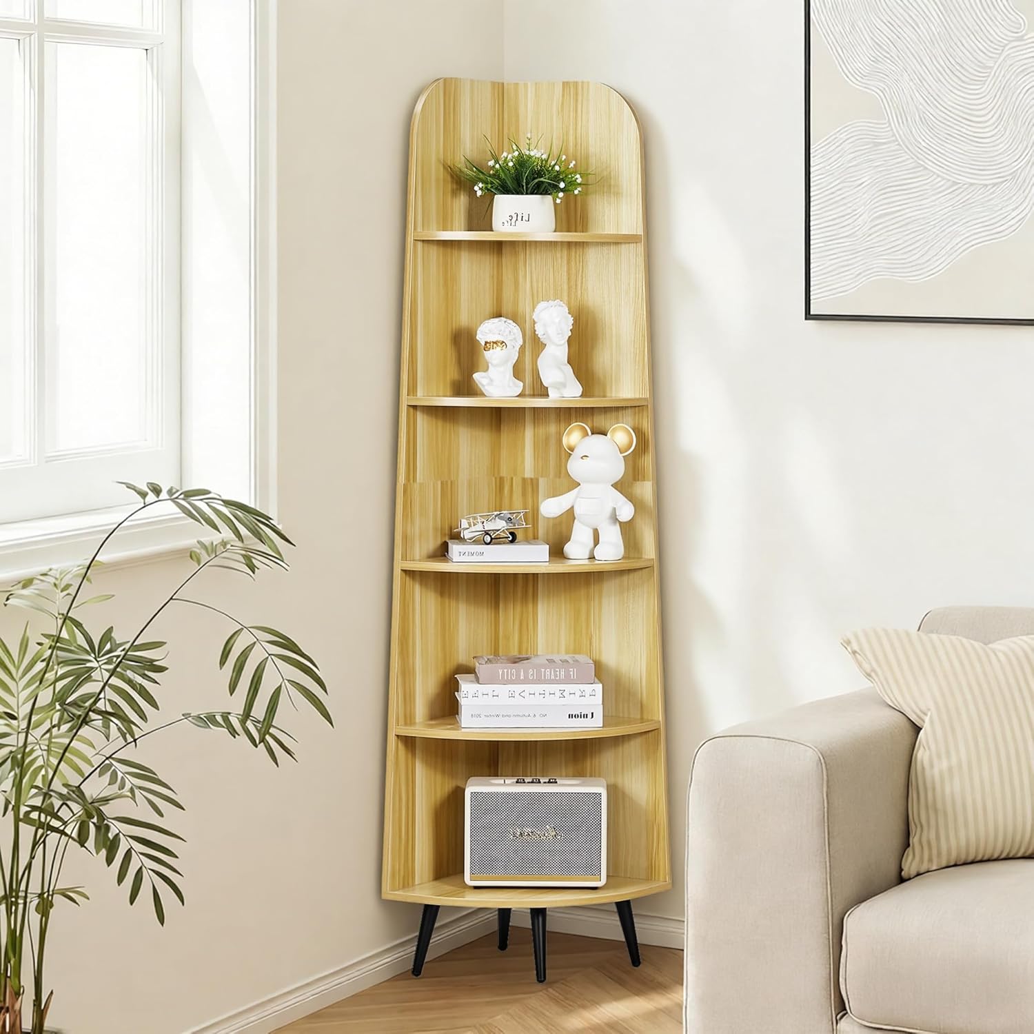 VECELO Large Corner Shelf - 66.93" Tall 5-Tier Organizer