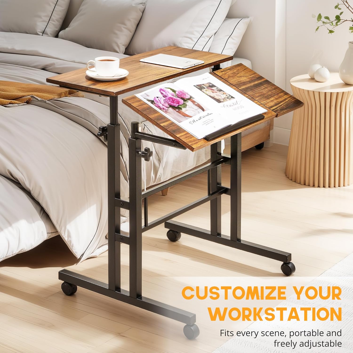 VECELO Mobile Small Standing Desk Adjustable Height